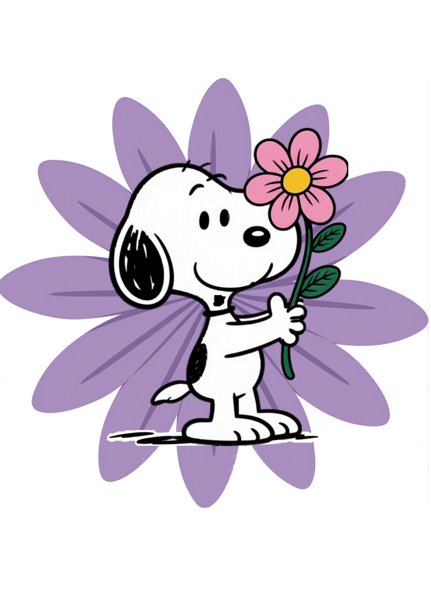 Plantilla de Polo Talla S 25x35 Snoopy con Flor PNG
